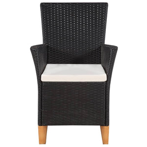 Sedie da Esterno con Cuscini in Polyrattan Nero 44103