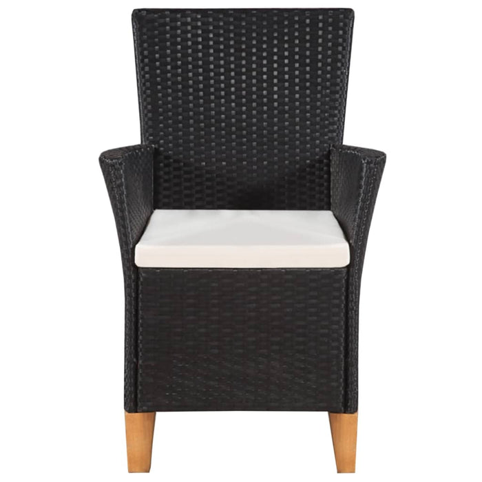 Sedie da Esterno con Cuscini in Polyrattan Nero 44103