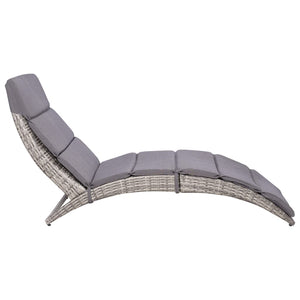Lettino Prendisole Pieghevole con Cuscino in Polyrattan Grigio 44133