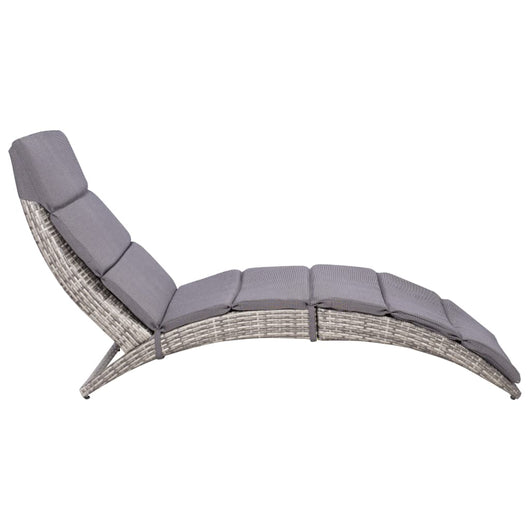 Lettino Prendisole Pieghevole con Cuscino in Polyrattan Grigio 44133