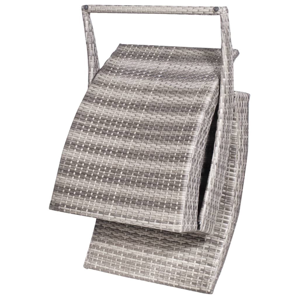 Lettino Prendisole Pieghevole con Cuscino in Polyrattan Grigio 44133