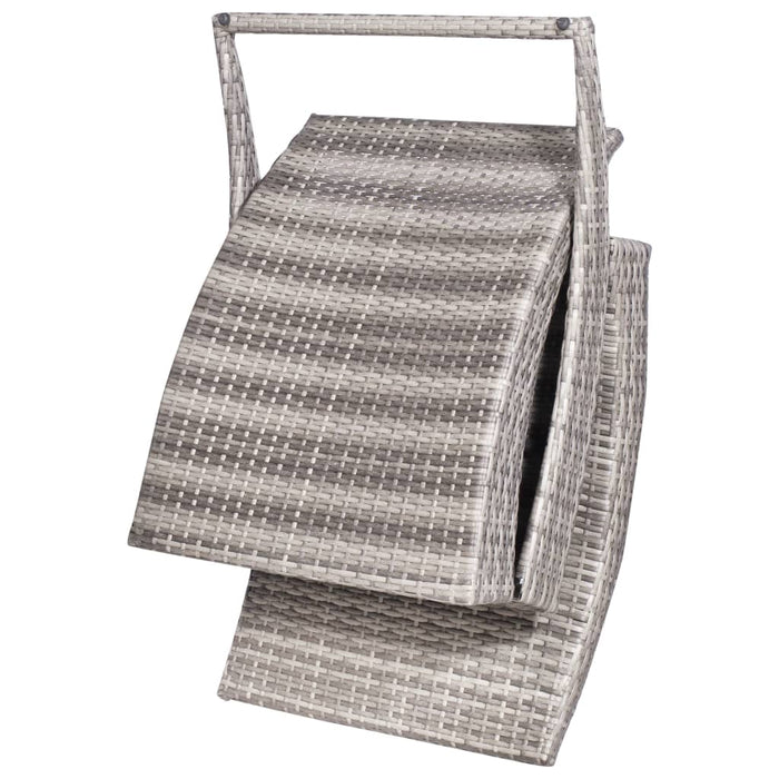 Lettino Prendisole Pieghevole con Cuscino in Polyrattan Grigio 44133