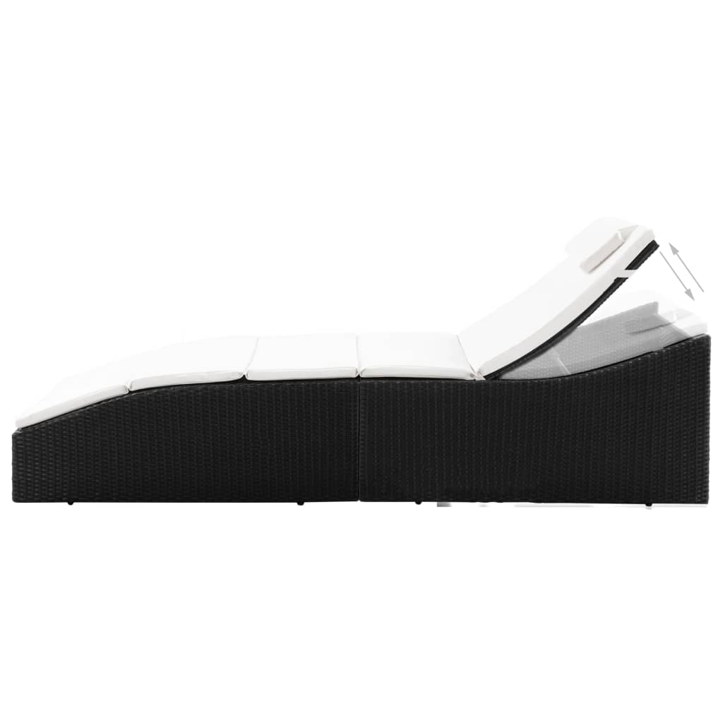 Sdraio sdraio prendisole lettino da giardino terrazzo arredo da esterno con cuscino in resina intrecciata nera 02_0012523