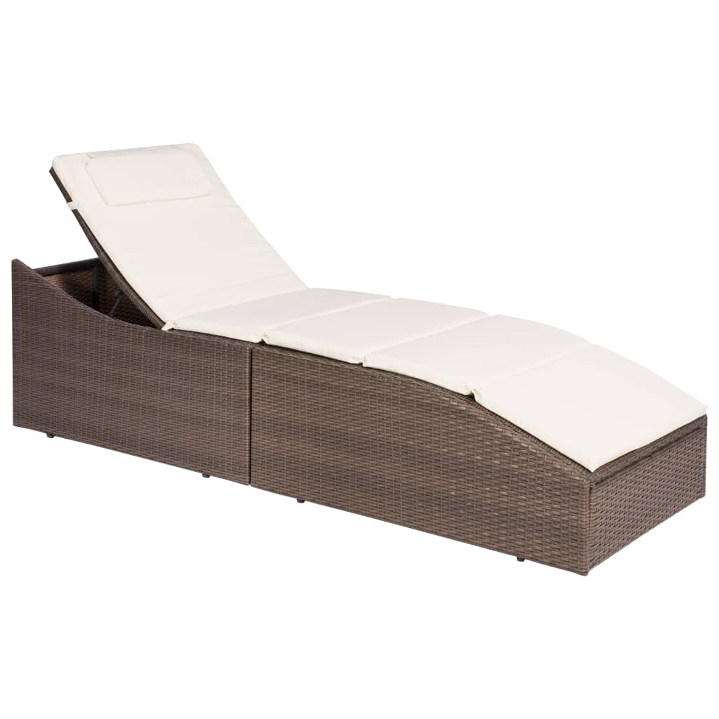 Lettino con Cuscino in Polyrattan Marrone cod mxl 62870