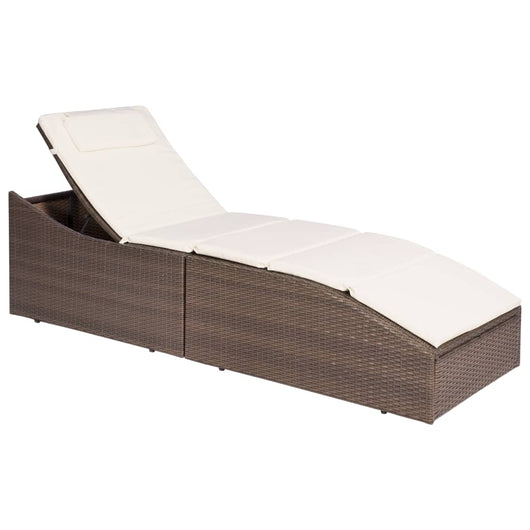 Lettino con Cuscino in Polyrattan Marrone cod mxl 62870