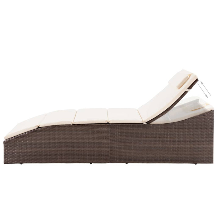 Lettino con Cuscino in Polyrattan Marrone cod mxl 62870