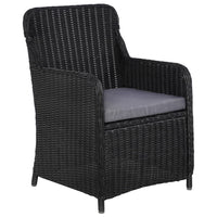 Sedie da Esterno con Cuscini 2 pz Polyrattan Nero 44146