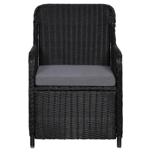 Sedie da Esterno con Cuscini 2 pz Polyrattan Nero 44146