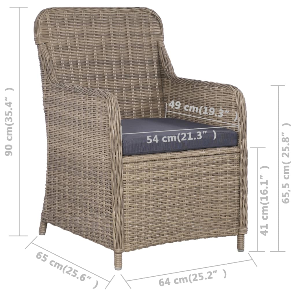 Sedie da Esterno con Cuscini 2 pz in Polyrattan Marrone   cod mxl 13980