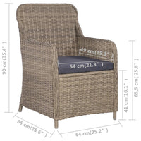 Sedie da Esterno con Cuscini 2 pz in Polyrattan Marrone 44147