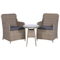 Set da Bistro 3 pz con Cuscini in Polyrattan Marrone cod mxl 37418