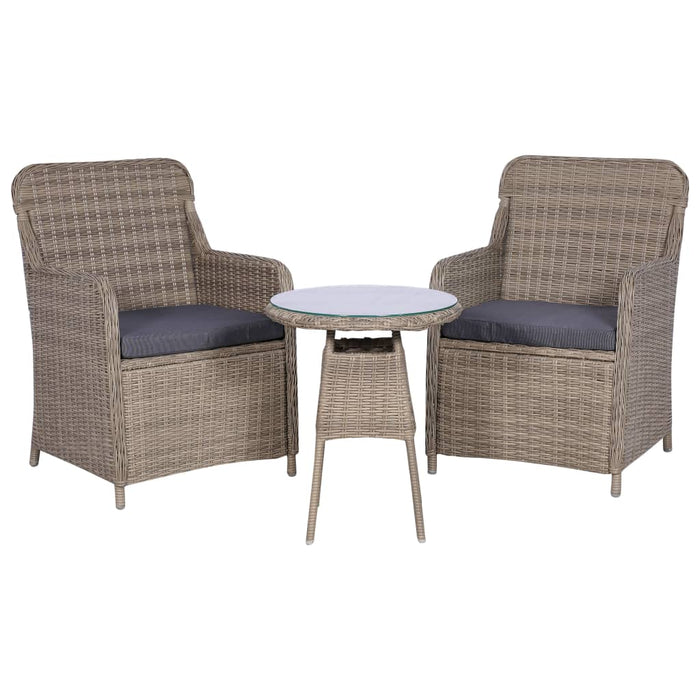 Set da Bistro 3 pz con Cuscini in Polyrattan Marrone cod mxl 37418