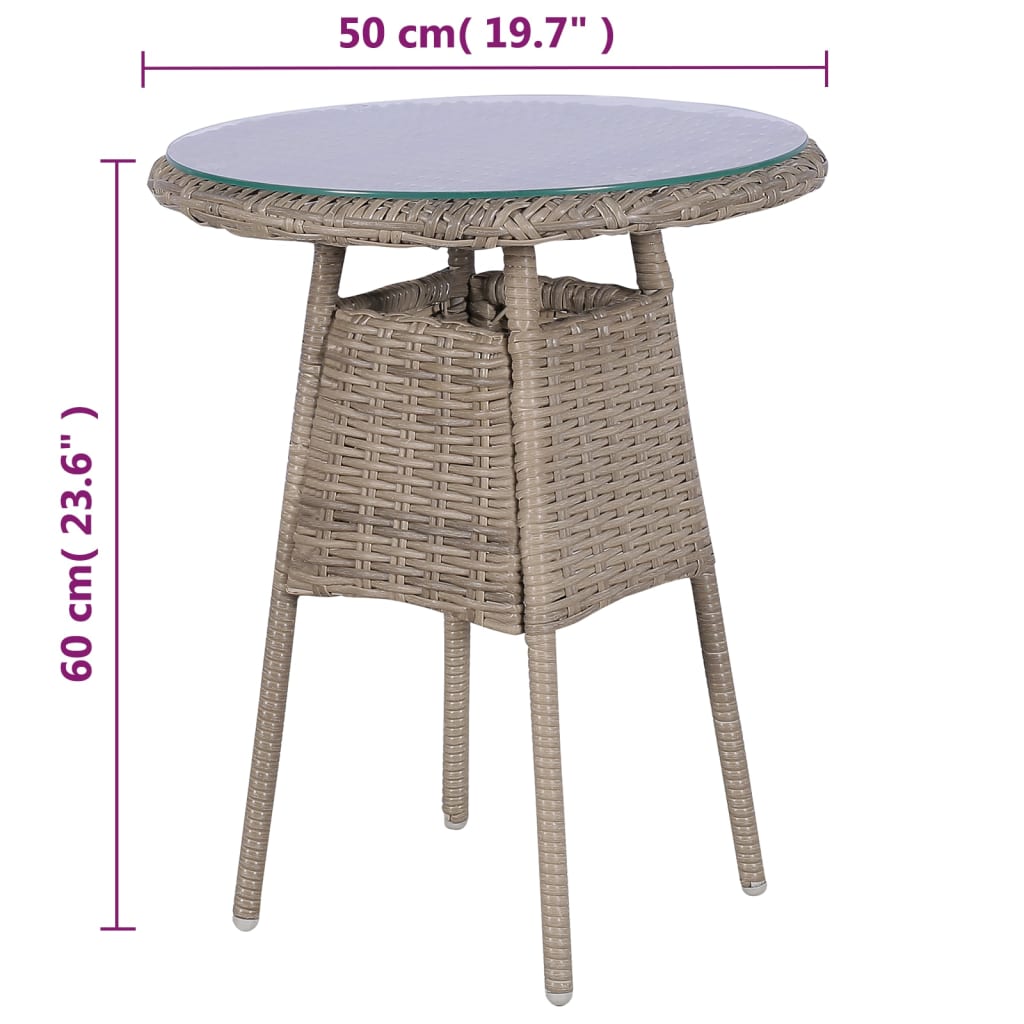 Set da Bistro 3 pz con Cuscini in Polyrattan Marrone cod mxl 37418