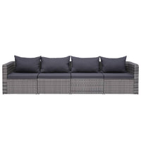 Set Divani da Giardino 4 pz con Cuscini Grigio in Polyrattan 44164