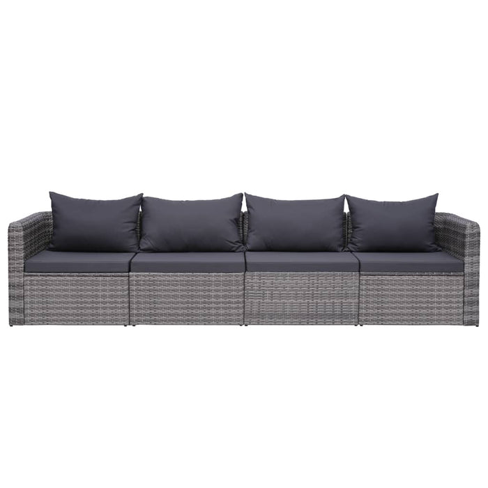 Set Divani da Giardino 4 pz con Cuscini Grigio in Polyrattan 44164