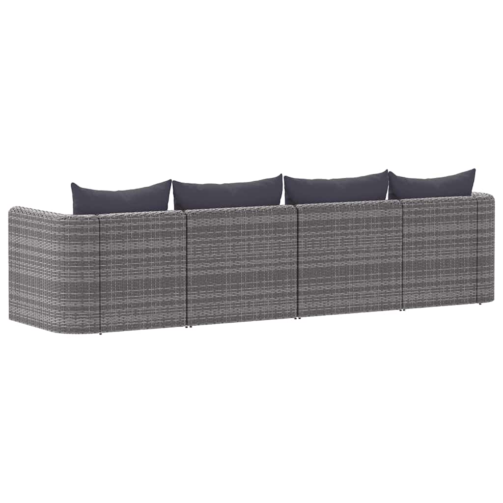 Set Divani da Giardino 4 pz con Cuscini Grigio in Polyrattan 44164