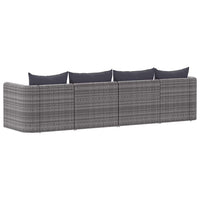 Set Divani da Giardino 4 pz con Cuscini Grigio in Polyrattan 44164