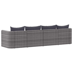 Set Divani da Giardino 4 pz con Cuscini Grigio in Polyrattan 44164