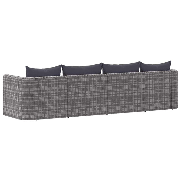 Set Divani da Giardino 4 pz con Cuscini Grigio in Polyrattan 44164