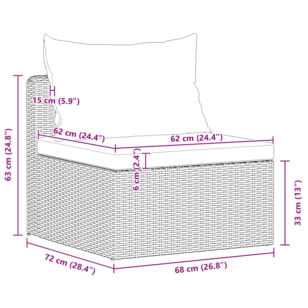 Set Divani da Giardino 4 pz con Cuscini Grigio in Polyrattan 44164