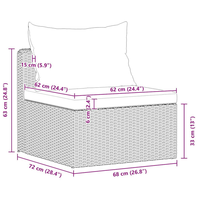 Set Divani da Giardino 4 pz con Cuscini Grigio in Polyrattan 44164
