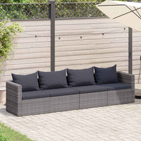 Set Divani da Giardino 4 pz con Cuscini Grigio in Polyrattan 44164