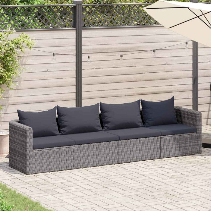 Set Divani da Giardino 4 pz con Cuscini Grigio in Polyrattan 44164