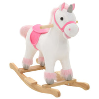 Unicorno a Dondolo Peluche 65x32x58 cm Bianco e Rosa cod mxl 68923
