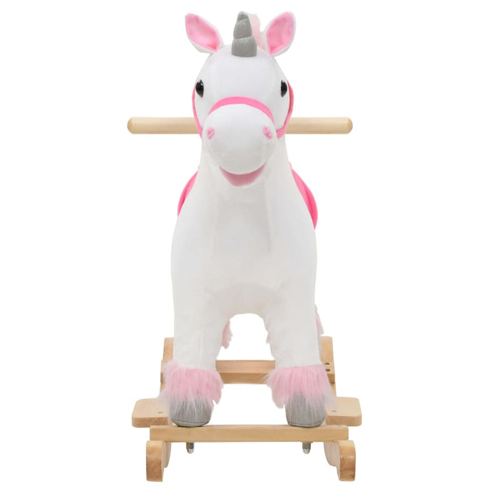 Unicorno a Dondolo Peluche 65x32x58 cm Bianco e Rosa cod mxl 68923