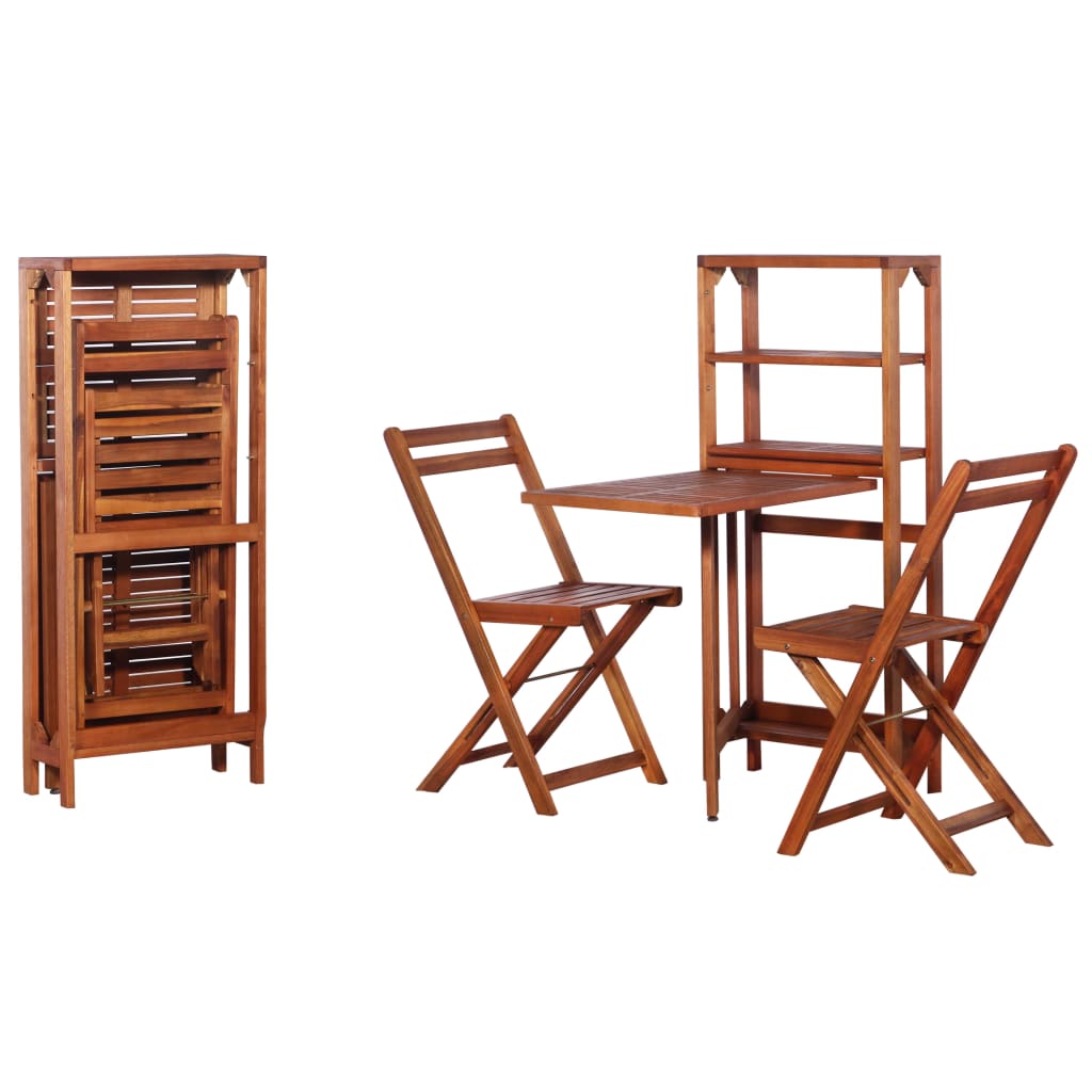 Set da Bistrot 3 pz Pieghevole in Legno Massello di Acacia cod mxl 40535