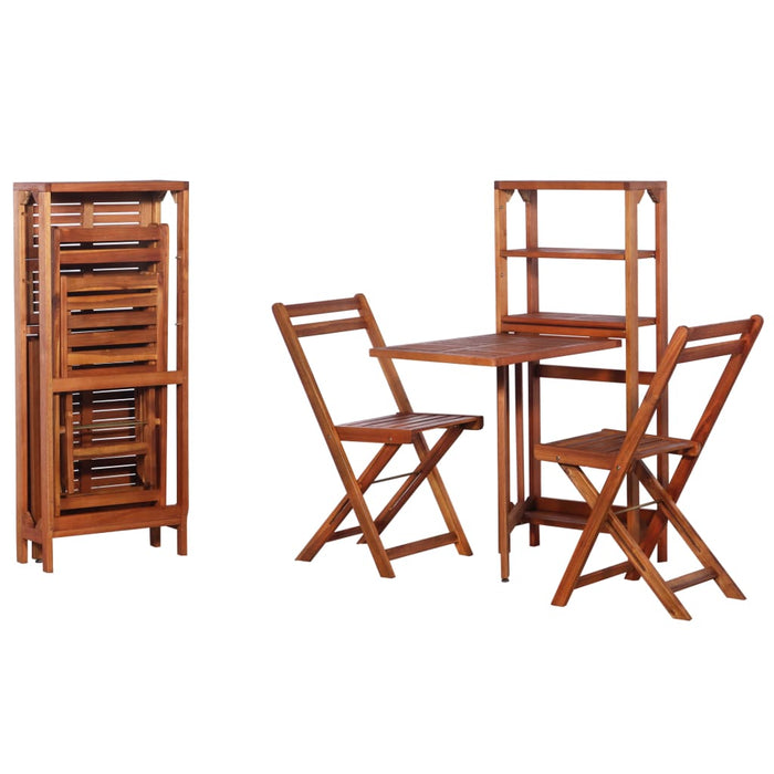 Set da Bistrot 3 pz Pieghevole in Legno Massello di Acacia cod mxl 40535