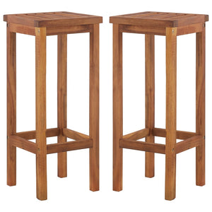 Sgabelli da Bar 2 pz in Legno Massello di Acaciacod mxl 106971