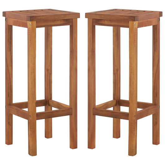 Set di due sgabelli da bar di design sedia seduta in legno massello di acacia 1202048