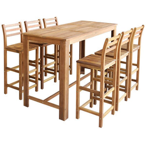 Tavolo e Sedie da Bar Set 7 pz in Legno di Acacia Massello cod mxl 15131