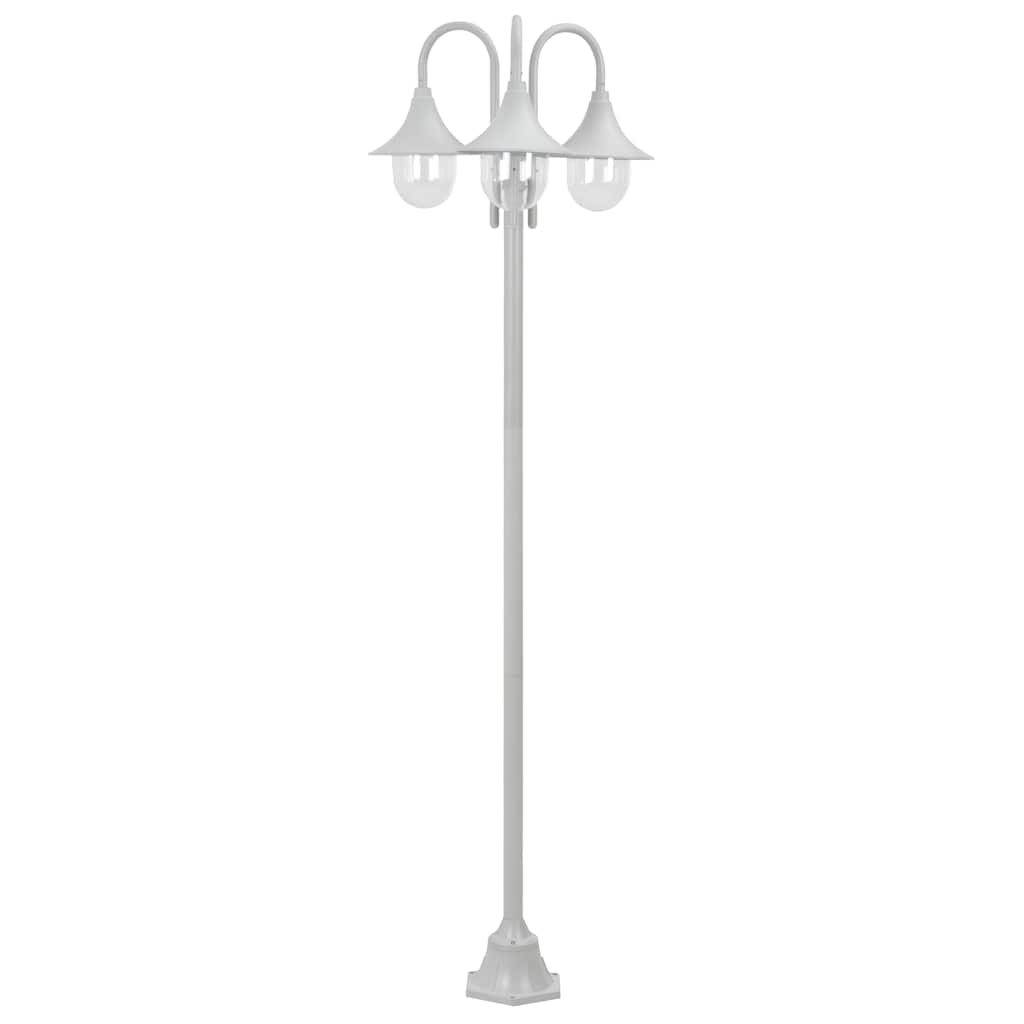 Lampione da Giardino E27 220 cm in Alluminio 3 Lampade Bianco cod mxl 69798