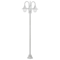 Lampione da Giardino E27 220 cm in Alluminio 3 Lampade Bianco cod mxl 69798