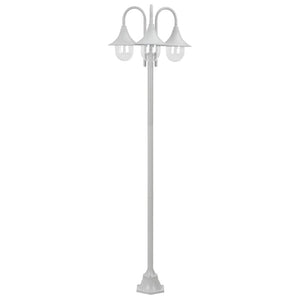 Lampione da Giardino E27 220 cm in Alluminio 3 Lampade Bianco cod mxl 69798
