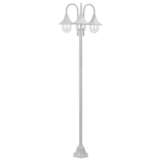 Lampione da Giardino E27 220 cm in Alluminio 3 Lampade Bianco cod mxl 69798