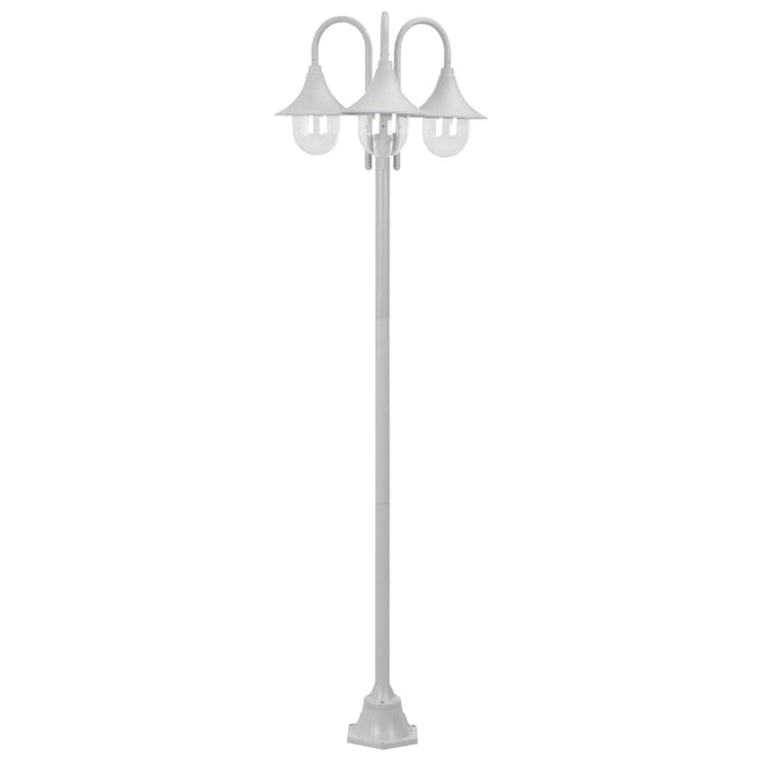 Lampione da Giardino E27 220 cm in Alluminio 3 Lampade Bianco cod mxl 69798