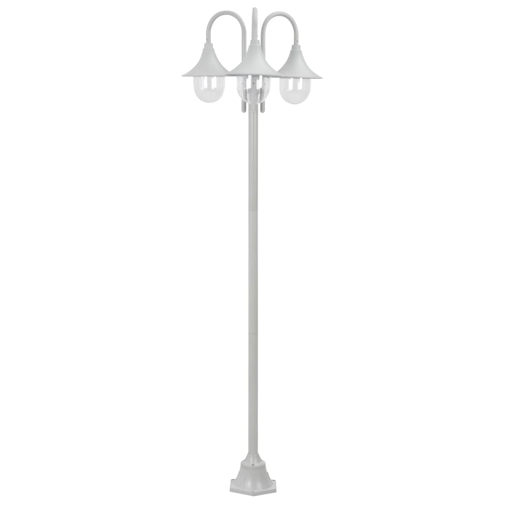 Lampione da giardino E27 220 cm alluminio 3 lanterne bianche 02_0042540