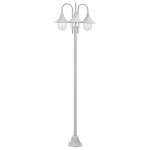 Lampione da giardino E27 220 cm alluminio 3 lanterne bianche 02_0042540