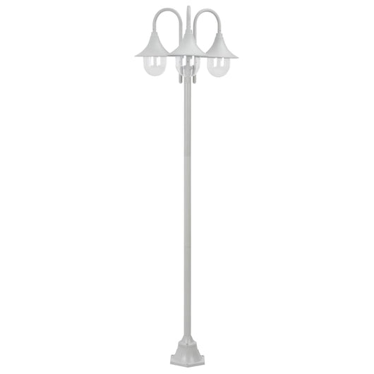 Lampione da giardino E27 220 cm alluminio 3 lanterne bianche 02_0042540