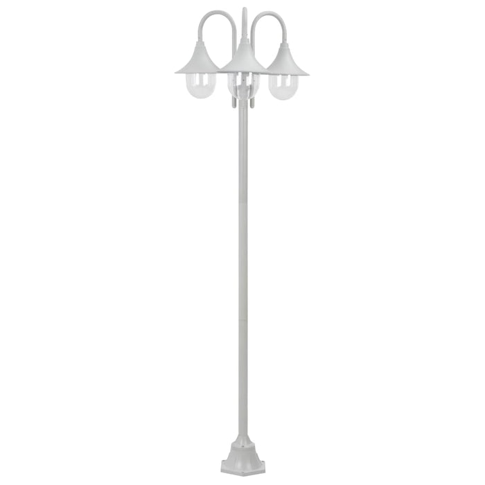 Lampione da giardino E27 220 cm alluminio 3 lanterne bianche 02_0042540