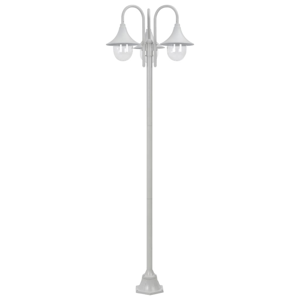 Lampione da giardino E27 220 cm alluminio 3 lanterne bianche 02_0042540
