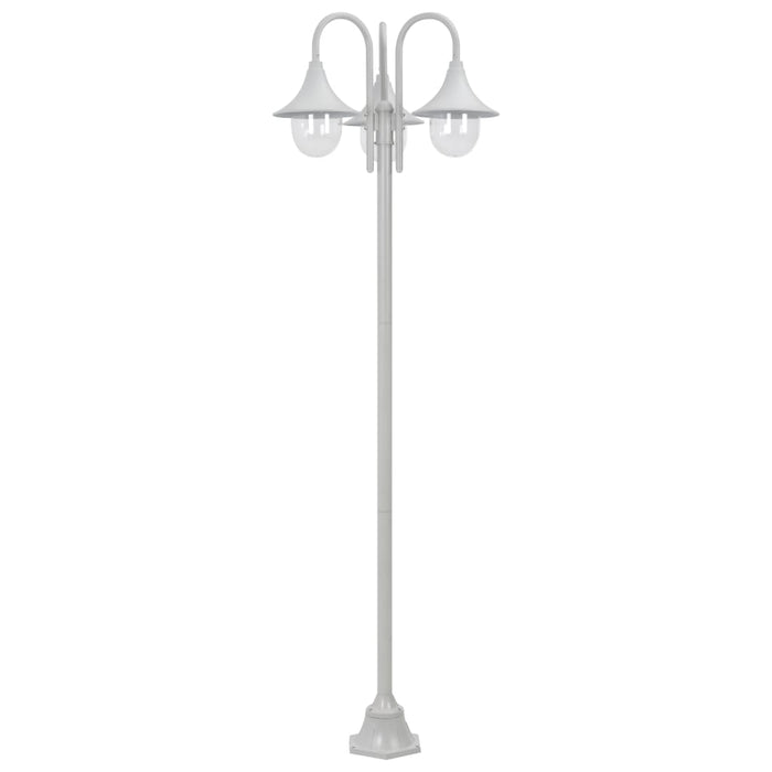 Lampione da giardino E27 220 cm alluminio 3 lanterne bianche 02_0042540