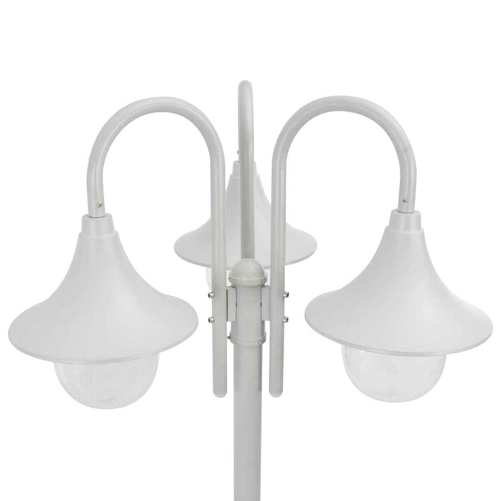Lampione da Giardino E27 220 cm in Alluminio 3 Lampade Bianco cod mxl 69798