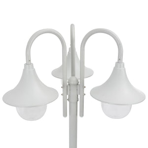 Lampione da Giardino E27 220 cm in Alluminio 3 Lampade Bianco cod mxl 69798