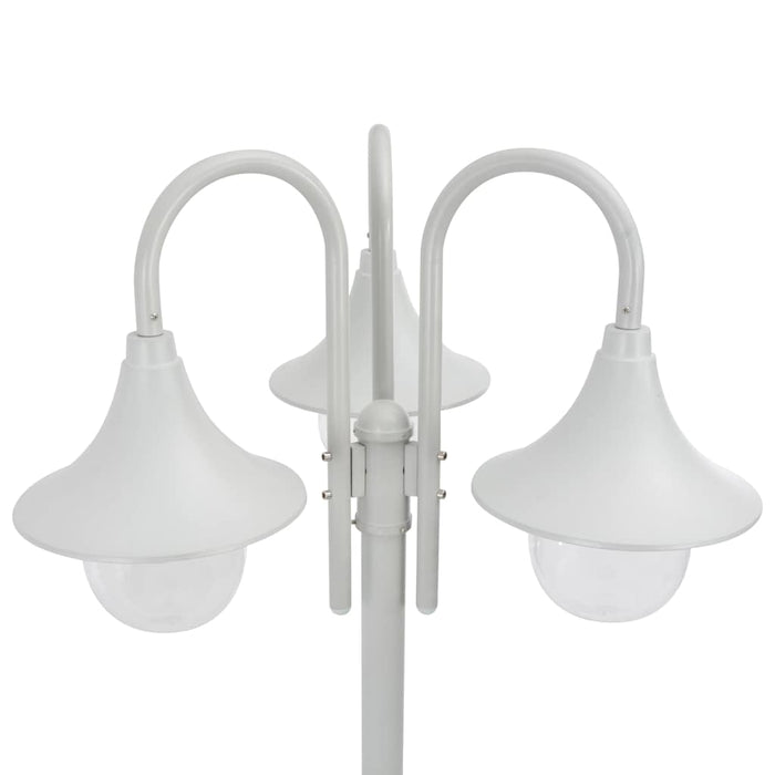 Lampione da Giardino E27 220 cm in Alluminio 3 Lampade Bianco cod mxl 69798