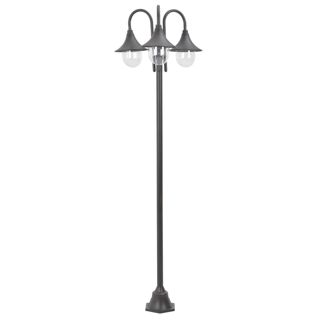 Lampada da giardino E27 220 cm alluminio 3 luci Bronzo marrone 02_0042541
