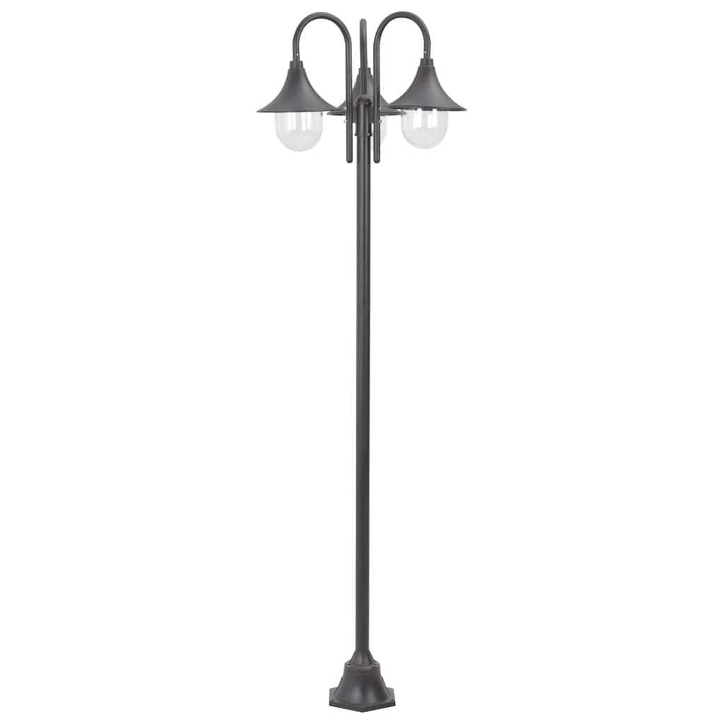 Lampione da Giardino E27 220 cm Alluminio 3 Lampade Bronzo 44207